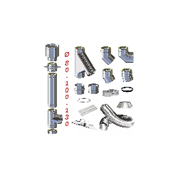 CANNA FUMARIA DOPPIA PARETE D. 100 x 150 AISI 304 316 -  DE MARINIS  TUBO CURVA 45° - 90° TEE  BRAGA CAPPELLO A BOTTE