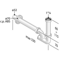 SIFONE AD ESSE OTTONE CROMATO ø1"x26 OMP 324.223.4