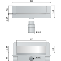 SET DOCCIA CANALINA A PAVIMENTO SCARICO A PARETE L.300 DN40  INTRAMURA PIA OMP 975.102.8