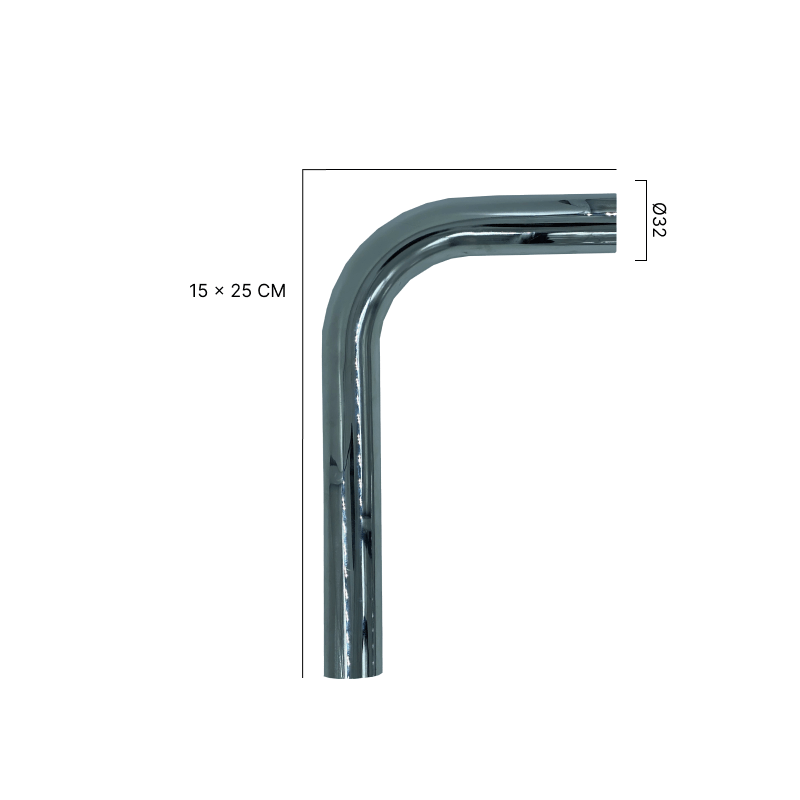 CURVA 90° D.32 OTTONE CROMATO LISCIA PER LAVELLO LAVABO  150x250mm OMP 79.200.5