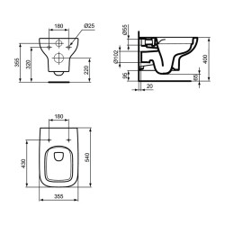 I.LIFE A VASO SOSPESO 355x540x335 mm T452301 IDEAL STANDARD
