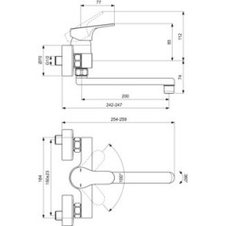 MISCELATORE CUCINA A PARETE ESTERNO IDEAL STANDARD CERABASE CROMO BD488AA