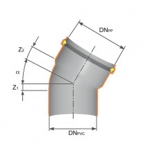 PVC-PP CURVA RID. 30° DN 100x110 o-ring 0041052