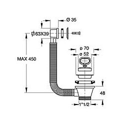 PILETTA CON TROPPO PIENO PER LAVELLO INOX 1"1/2 1943MG64B0 BONOMINI