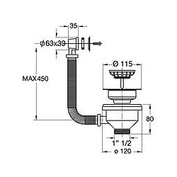 PILETTA CANESTRO CON TROPPO PEINO 1"1/2 x 90 1973LX64B0 BONOMINI