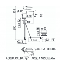 MISCELATORE LAVABO SAND RISPARMIO ENERGETICO SAE99118/1CR NOBILI