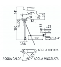 MISCELATORE BIDET SAND RISPARMIO ENERGETICO SAE99119/1CR NOBILI