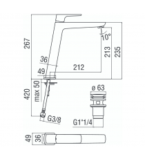 MISC. MONOC. LAVABO BACINELLA SC. AUTOM. PUSH 1"1/4 CROMO ACQUAIVA VV103128/2CR