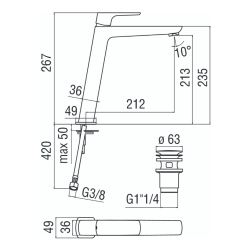 MISC. MONOC. LAVABO BACINELLA SC. AUTOM. PUSH 1"1/4 CROMO ACQUAIVA VV103128/2CR