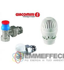 R470A Kit riqualificazione energetica radiatore 1/2, con valvola, detentore e testa termostatica