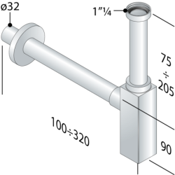 SIFONE DESIGNE QUADRATO OTTONE CROMATO 1"1/4 X 32 810.135.5.K   QUASAR OMP