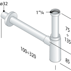 SIFONE DESIGNE MAOMAO OTTONE CROMATO 1"1/4 X 32 916.334.5.K  OMP