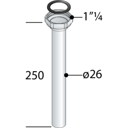 TUBO ORLATO CON DADO OTTONE CROMATO 1"1/4 D.26 L250mm 86.251.4  OMP