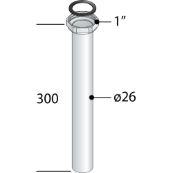 TUBO ORLATO CON DADO OTTONE CROMATO 1" D.26 L.300mm 86.307.4  OMP