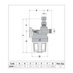 DOSATORE POLIFOSFATI IN CRISTALLI 1/2'' VERTICALE 545950 CON RICARICA CALEFFI