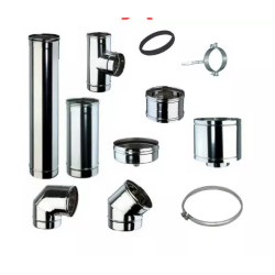 CANNA FUMARIA D.80 MONOPARETE DE MARINIS AISI 304 TUBO CURVA 45° - 90° TEE  BRAGA CAPPELLO A BOTTE