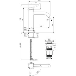 MISCELATORE LAVABO IDEAL STANDARD CERALINE NUOVO H120 PILETTA MET CROMATO BD959AA