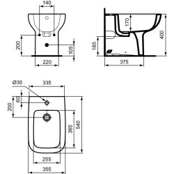 BIDET A TERRA FILO PARETE IDEAL STANDARD I.LIFE T452601